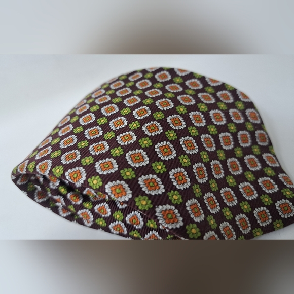 Brooks Brothers Makers Neck Tie Brown Green Orange Ancient Madder Seta Silk USA - Picture 2 of 12